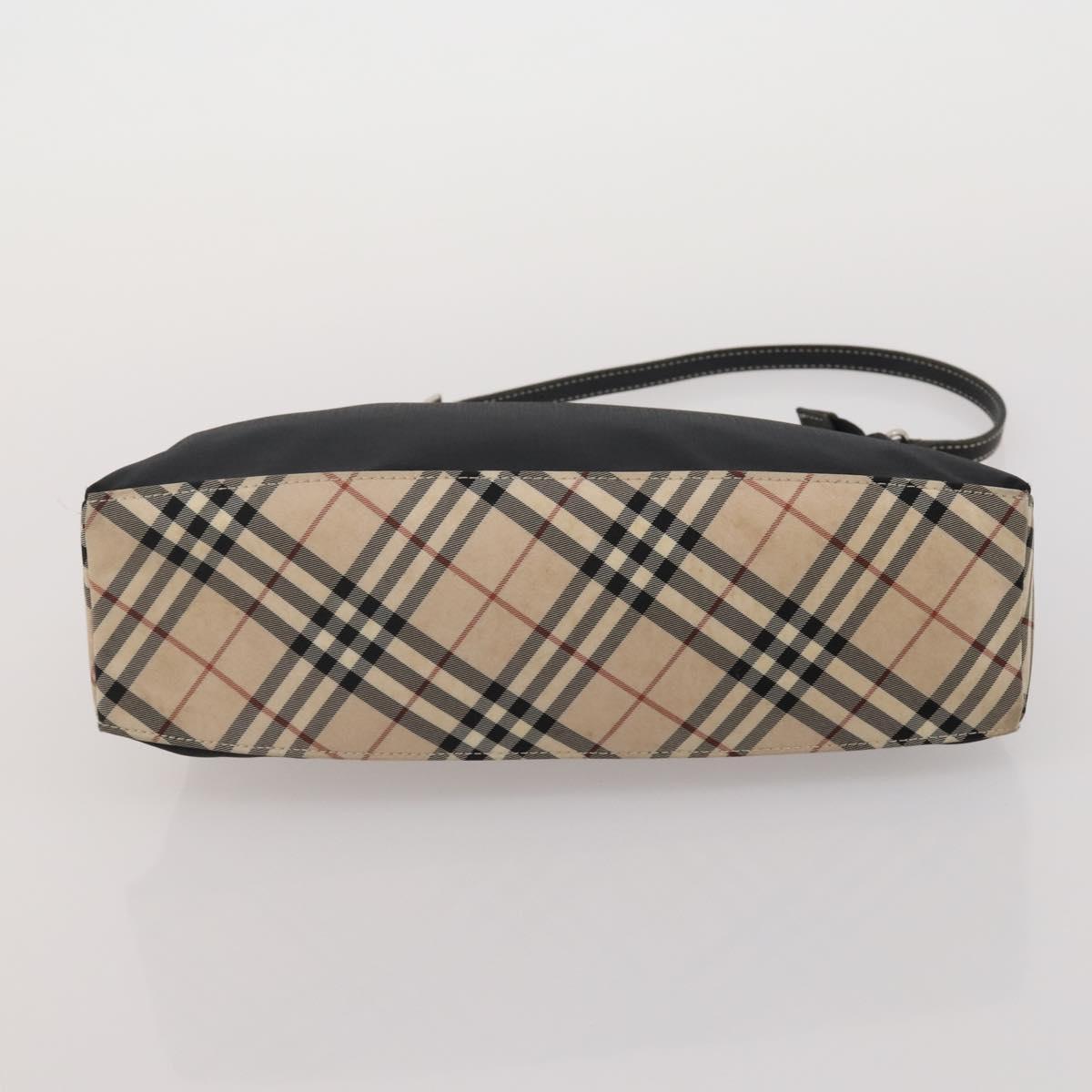 Burberrys Nova Check Blue Label Bag Canvas Leather 2way 3 Set Black Auth bs36794