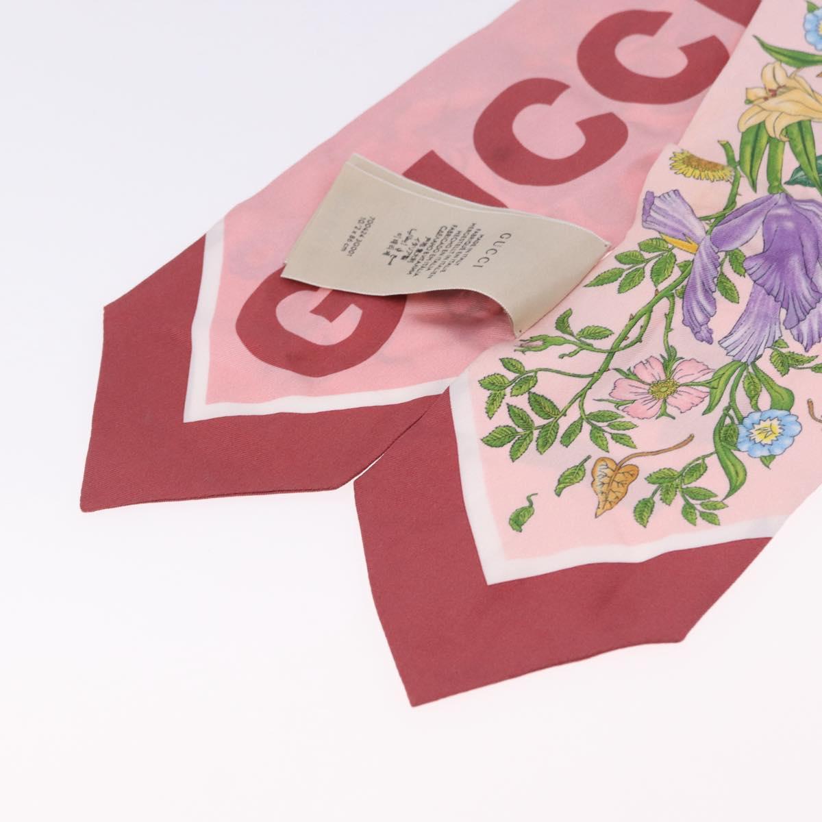 GUCCI Ribbon Scarf Silk Pink Auth bs36796A
