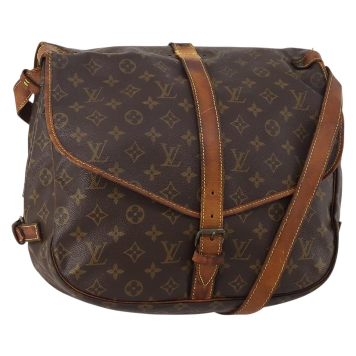LOUIS VUITTON Monogram Saumur 35 Shoulder Bag M42254 LV Auth bs36807
