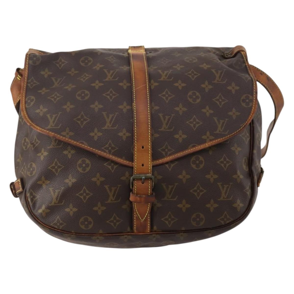 LOUIS VUITTON Monogram Saumur 35 Shoulder Bag M42254 LV Auth bs36807