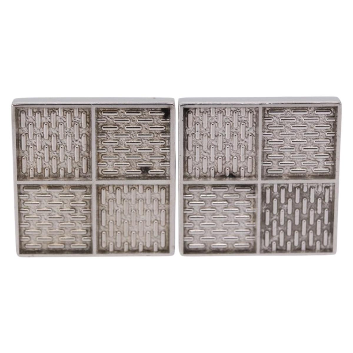 LOUIS VUITTON Bouton de Manchette Digit Cuffs Ag925 Silver LV Auth bs36812
