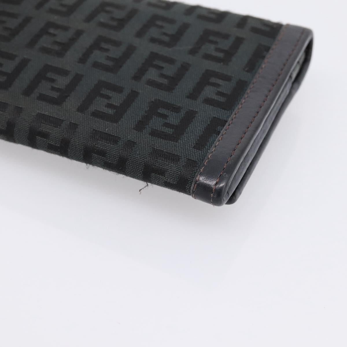 FENDI Zucchino Canvas Long Wallet Black Gold Auth bs36814