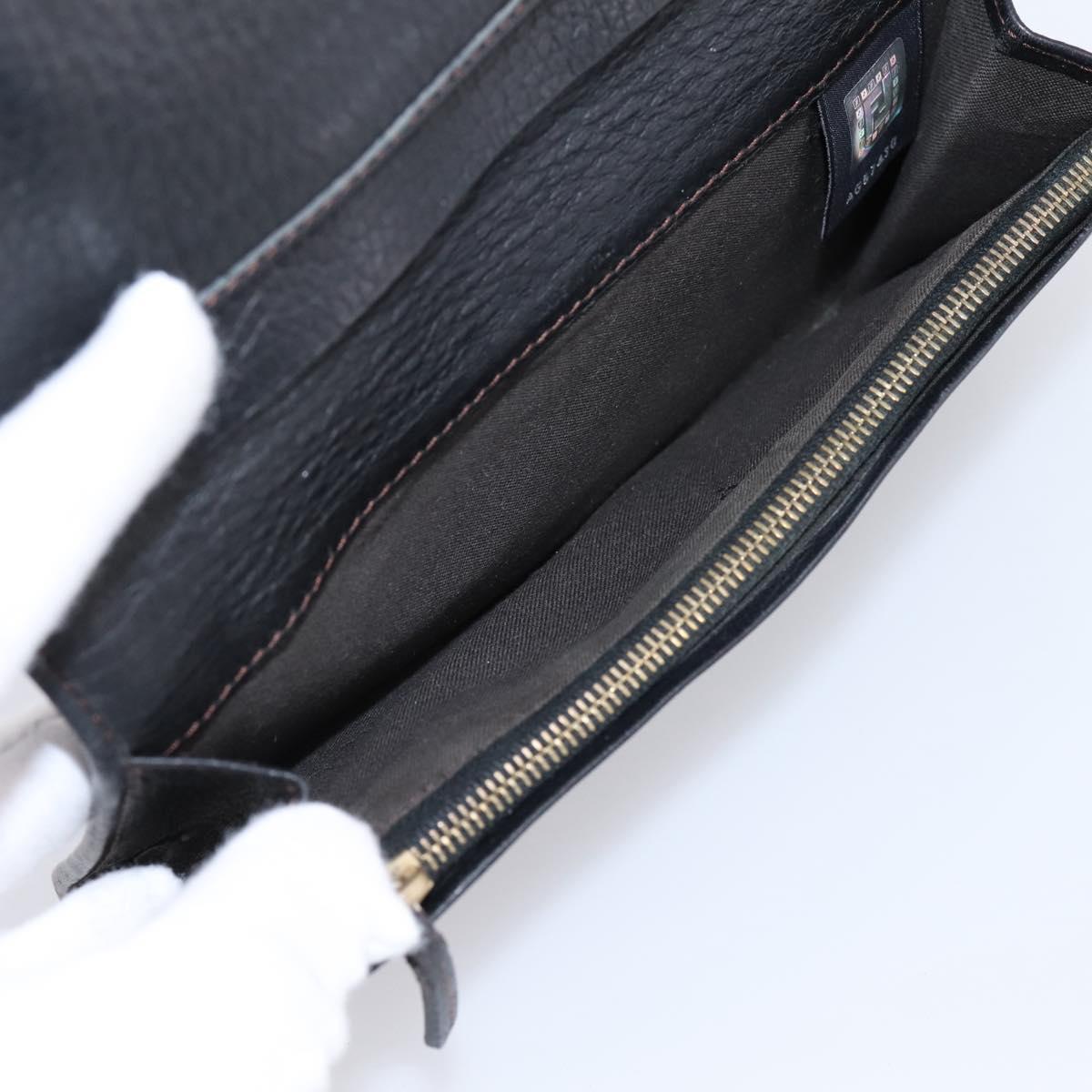 FENDI Zucchino Canvas Long Wallet Black Gold Auth bs36814