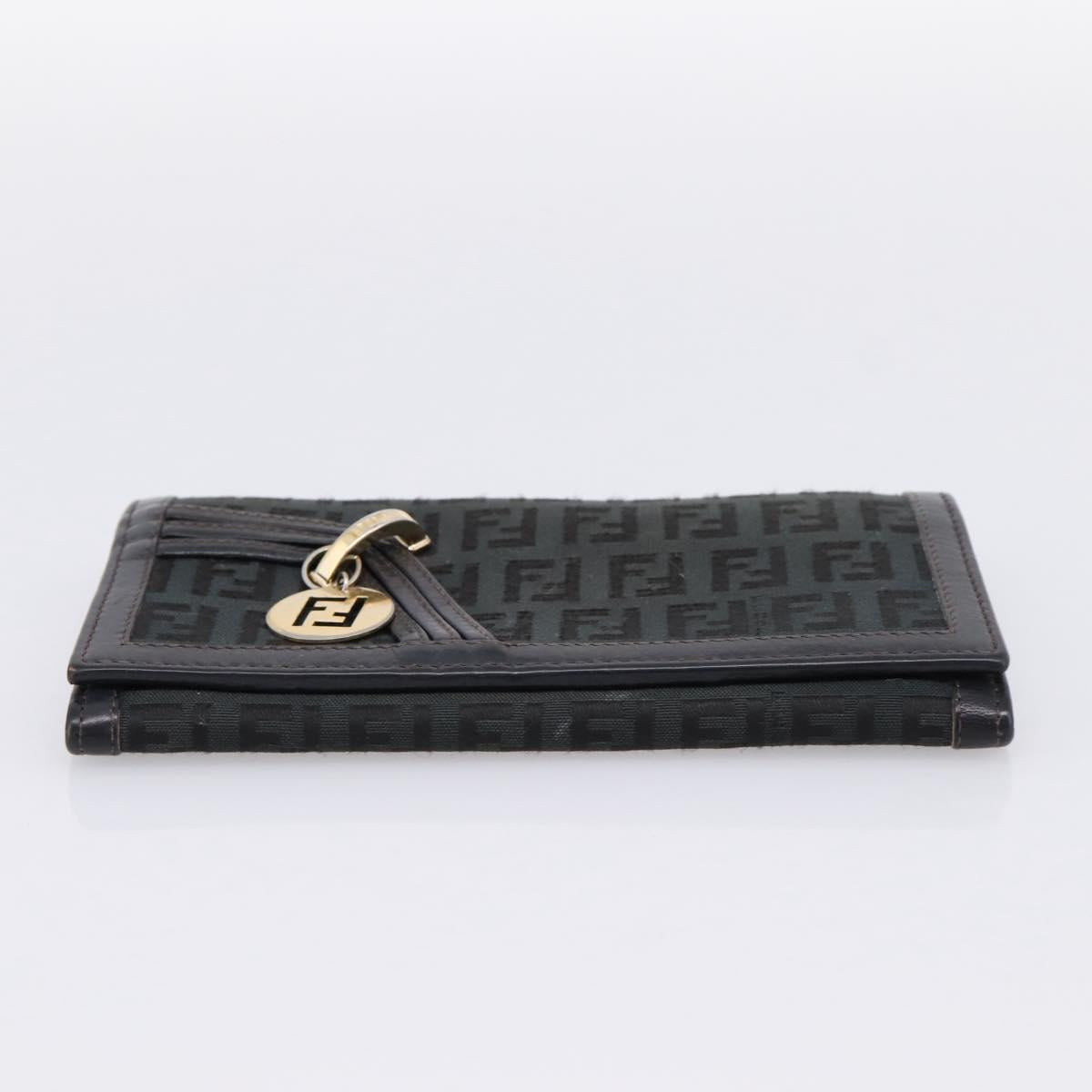 FENDI Zucchino Canvas Long Wallet Black Gold Auth bs36814