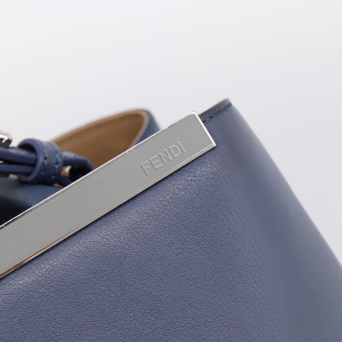 FENDI To Joule Hand Bag Leather 2way Blue Silver Auth bs36816