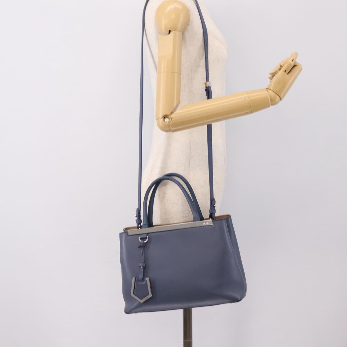 FENDI To Joule Hand Bag Leather 2way Blue Silver Auth bs36816