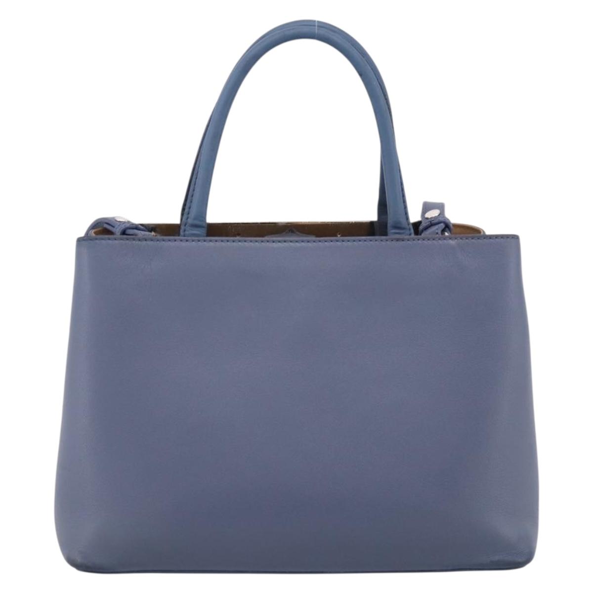 FENDI To Joule Hand Bag Leather 2way Blue Silver Auth bs36816