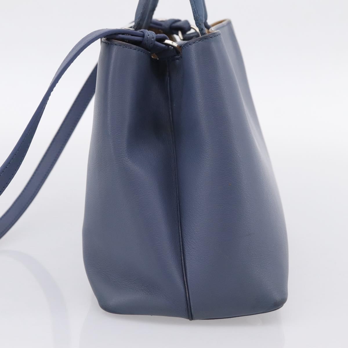 FENDI To Joule Hand Bag Leather 2way Blue Silver Auth bs36816