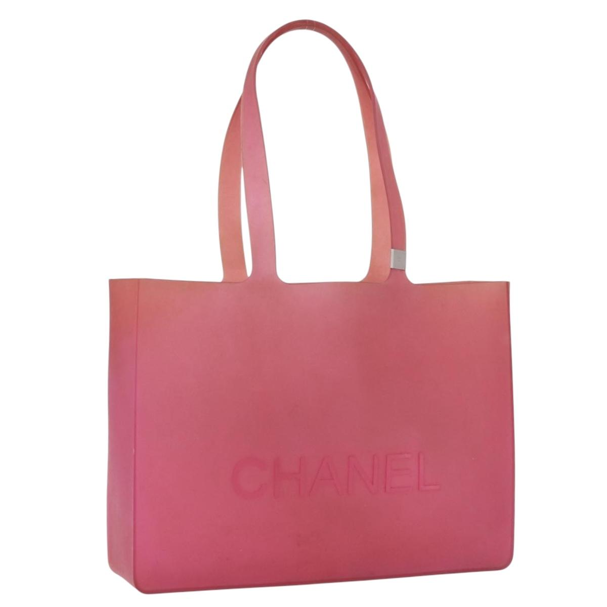 CHANEL Tote Bag Rubber Pink CC Auth bs36817