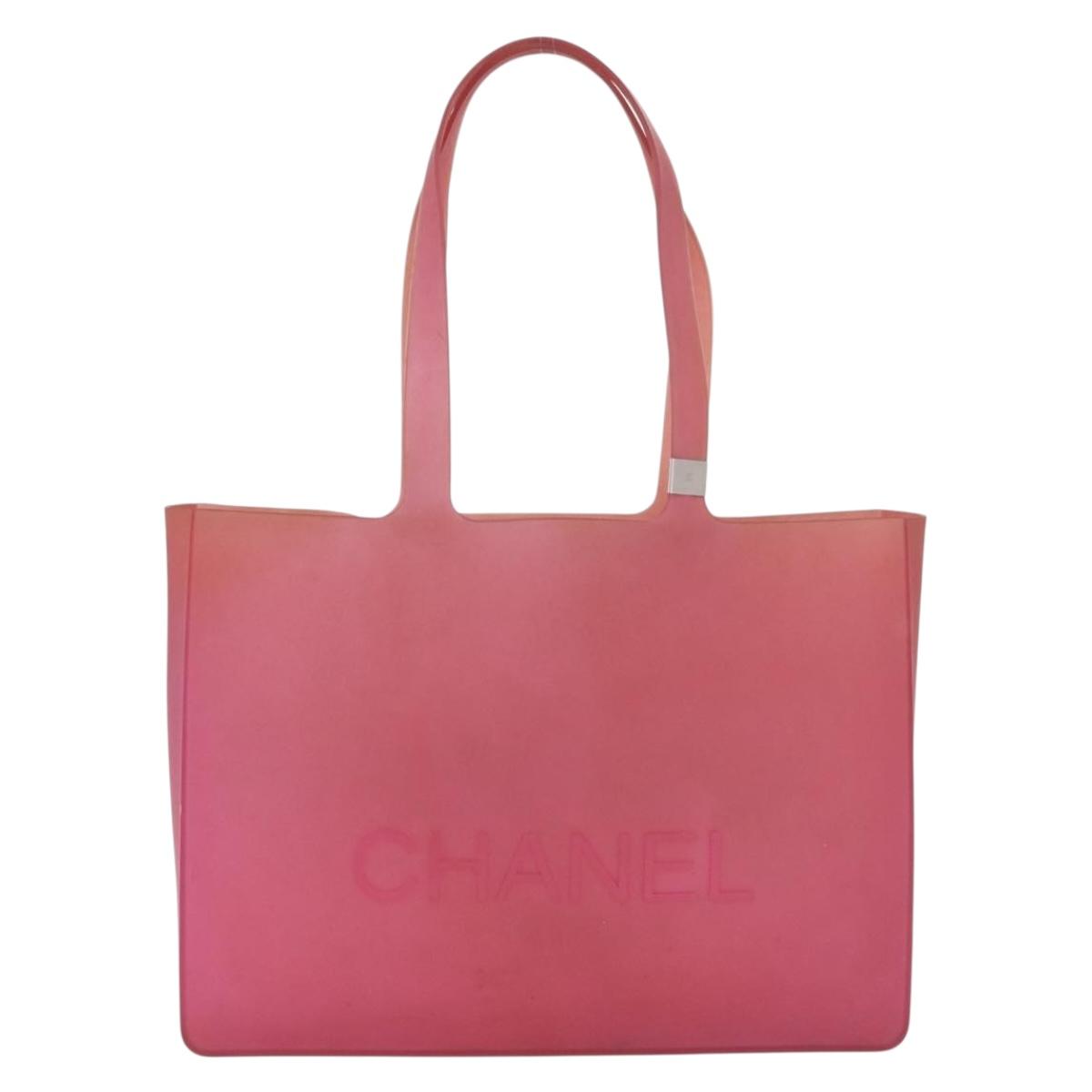 CHANEL Tote Bag Rubber Pink CC Auth bs36817