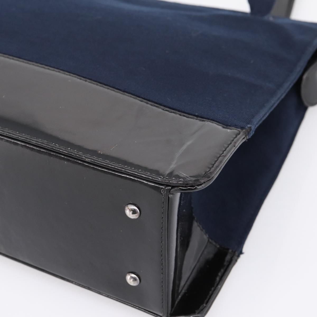CHANEL Shoulder Bag Canvas Navy Silver CC Auth bs36818