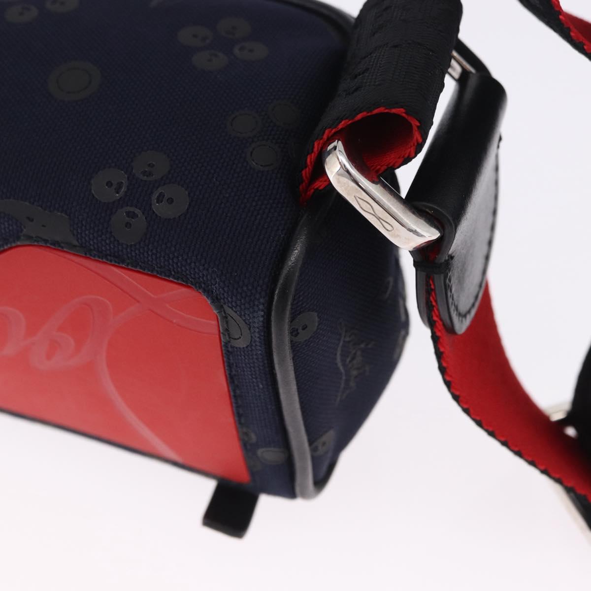 Christian Louboutin Waist Pouch Canvas Navy Silver Auth bs36819V