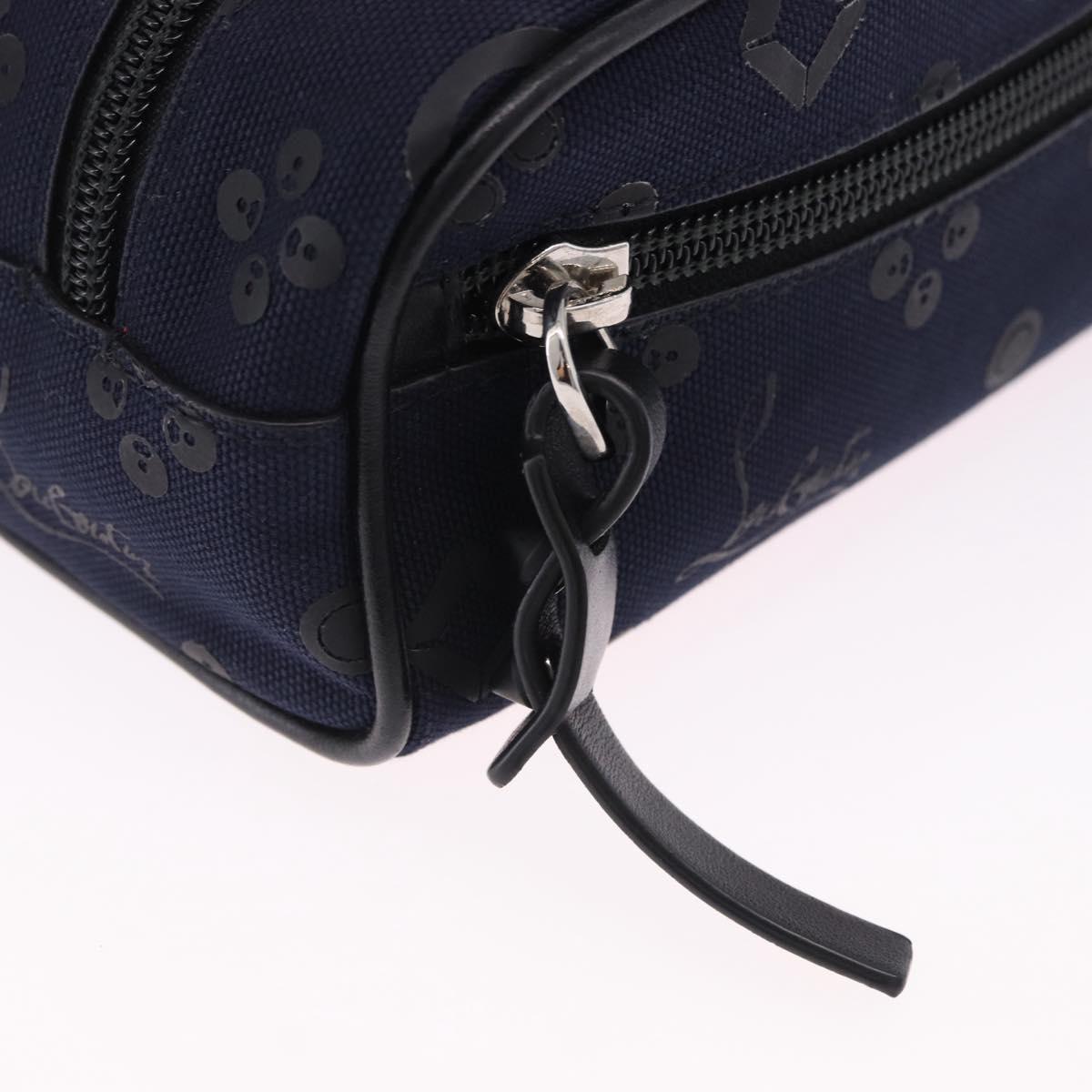 Christian Louboutin Waist Pouch Canvas Navy Silver Auth bs36819V