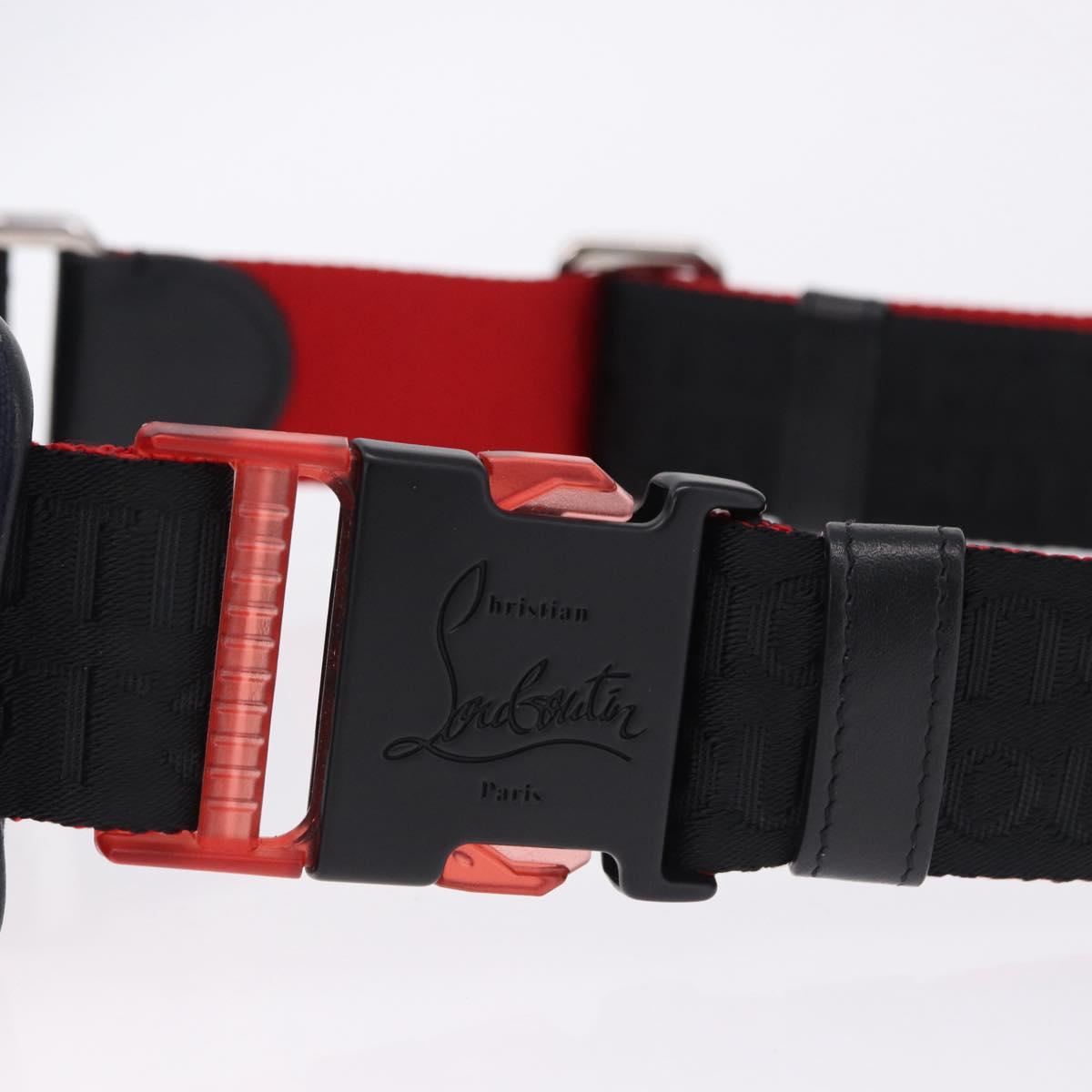 Christian Louboutin Waist Pouch Canvas Navy Silver Auth bs36819V