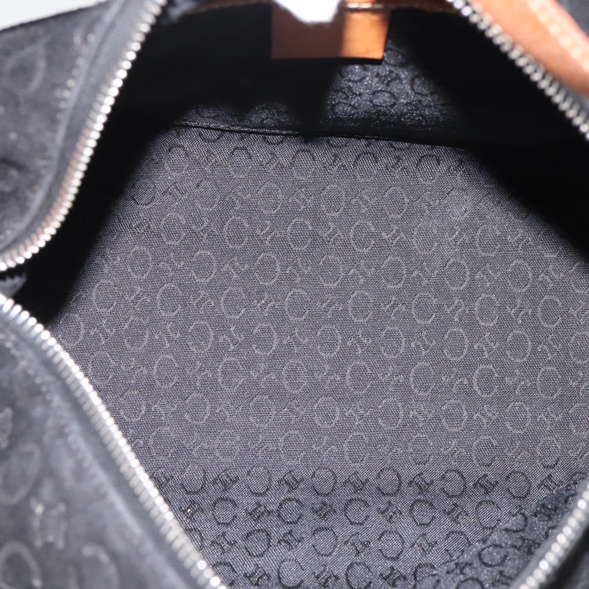 CELINE C Macadam Canvas Hand Bag Suede Black Silver Auth bs36821