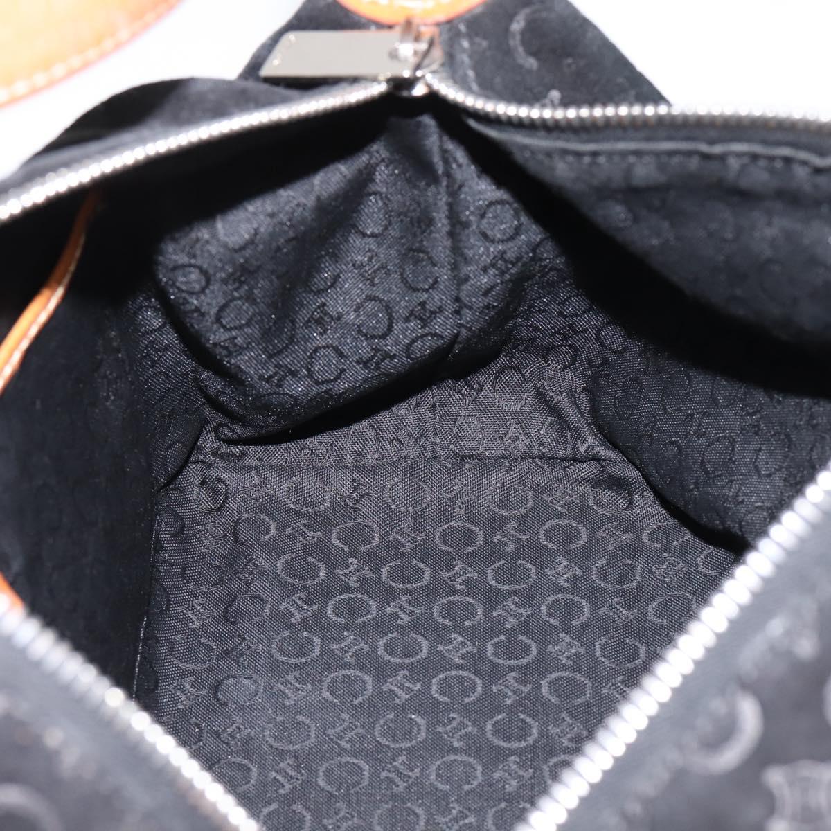 CELINE C Macadam Canvas Hand Bag Suede Black Silver Auth bs36821