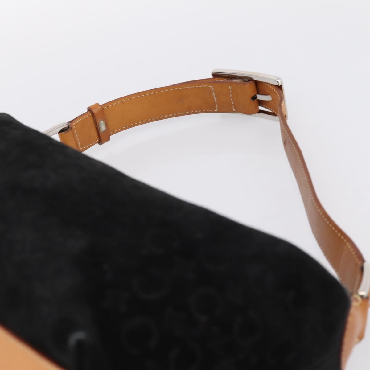 CELINE C Macadam Canvas Hand Bag Suede Black Silver Auth bs36821