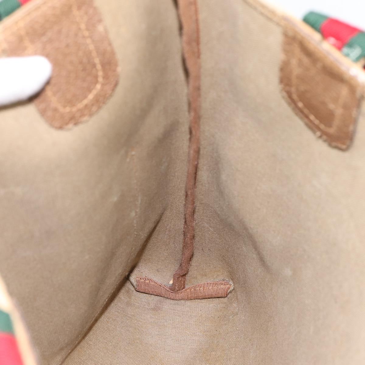 GUCCI GG Supreme Web Sherry Line Tote Bag PVC Beige Gold 40 02 003 Auth bs36822