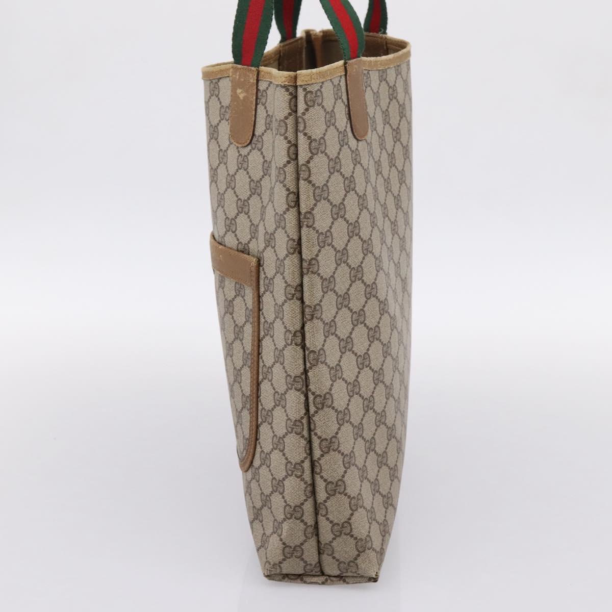 GUCCI GG Supreme Web Sherry Line Tote Bag PVC Beige Gold 40 02 003 Auth bs36822