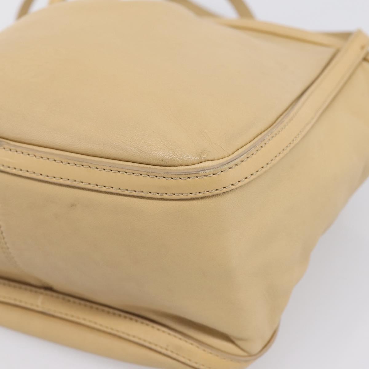 LOEWE Hand Bag Leather Beige Gold Auth bs36826
