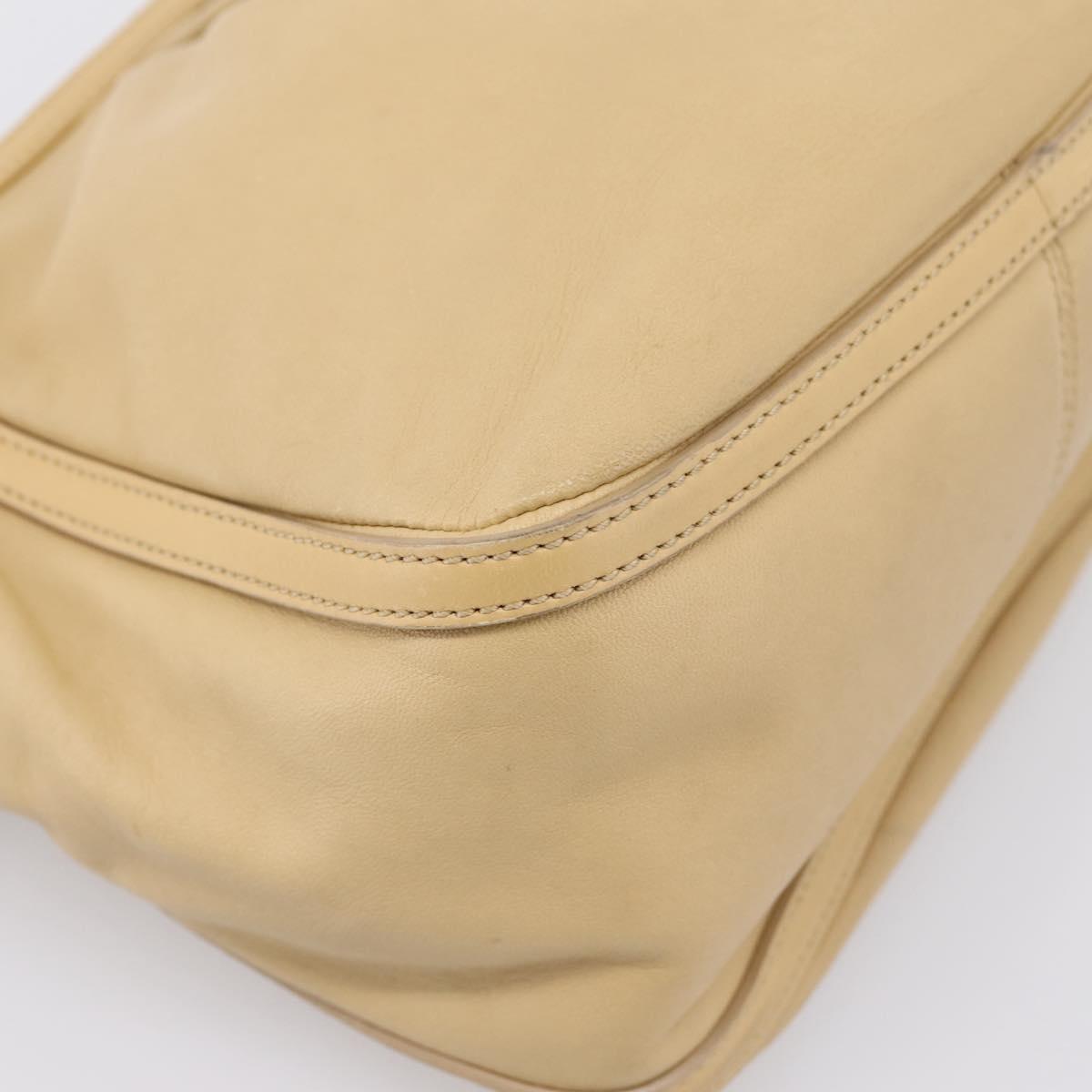 LOEWE Hand Bag Leather Beige Gold Auth bs36826