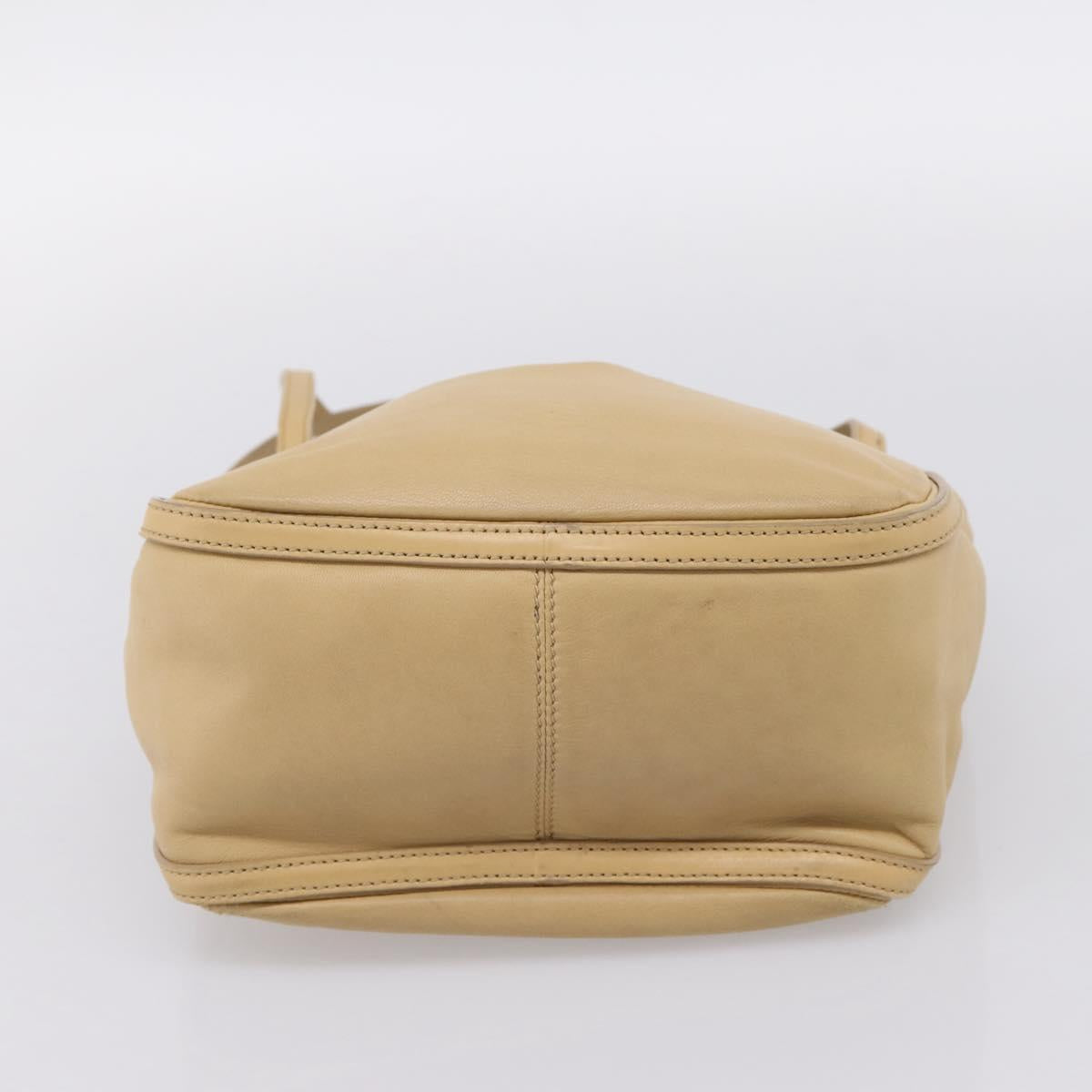 LOEWE Hand Bag Leather Beige Gold Auth bs36826