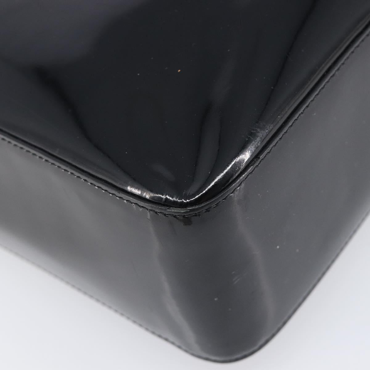 CHANEL Tote Bag Patent Leather Black Gold CC Auth bs36827