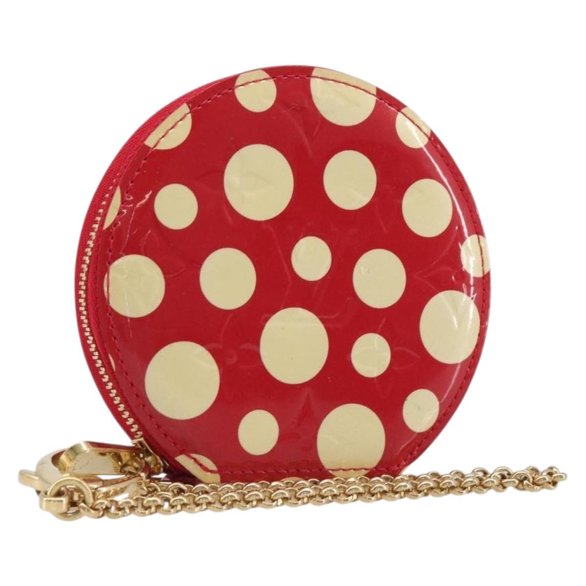LOUIS VUITTON Vernis Dot Infinity Porte Monnaie Chapeau Red M91570 Auth bs36828A