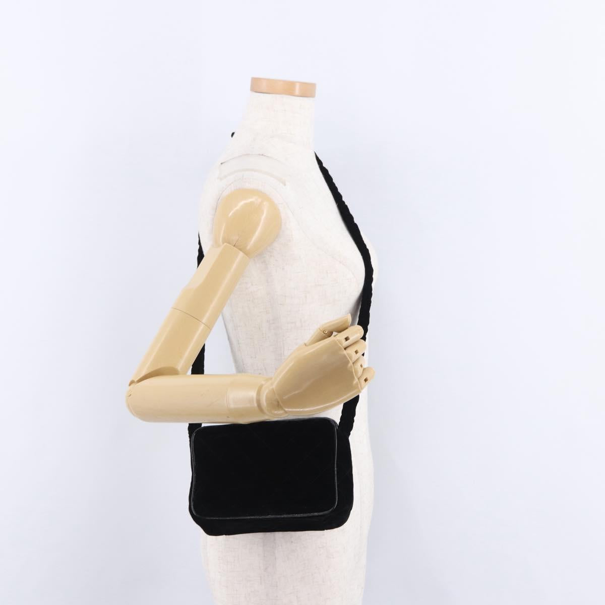 CHANEL Matelasse Shoulder Bag Velor Black Gold CC Auth bs36831A