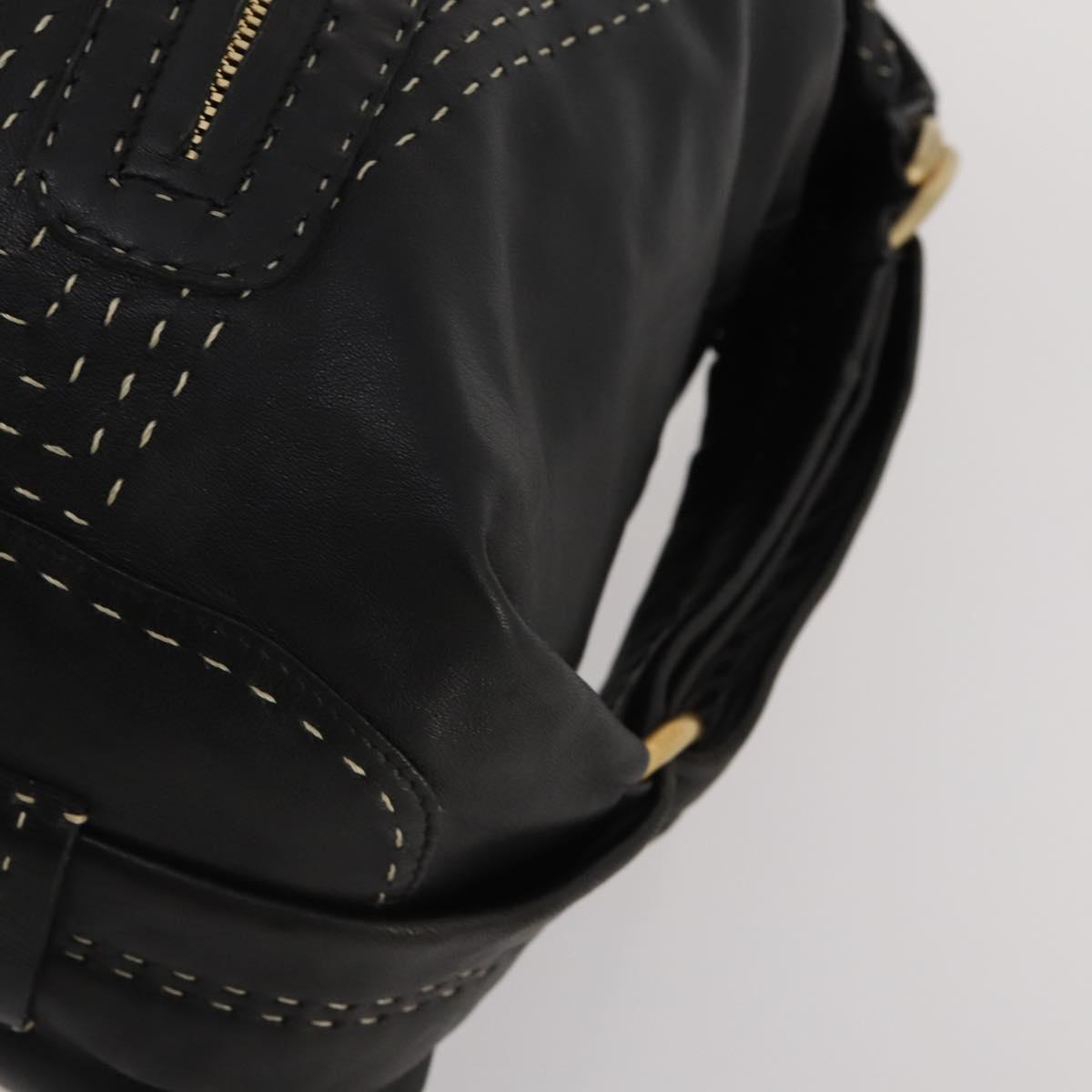 LOEWE Shoulder Bag Leather Black Gold Auth bs36832A