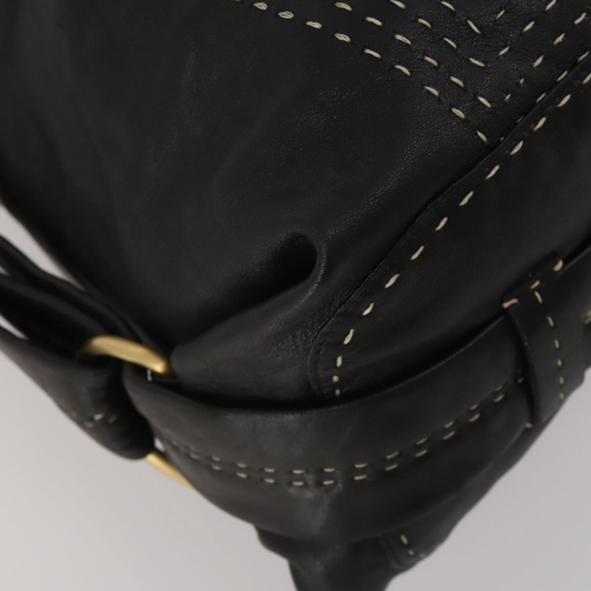 LOEWE Shoulder Bag Leather Black Gold Auth bs36832A