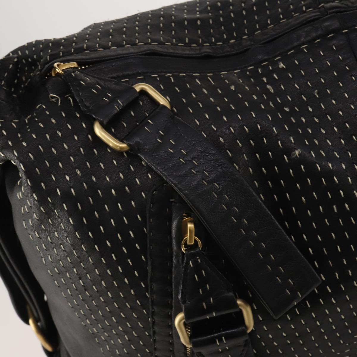 LOEWE Shoulder Bag Leather Black Gold Auth bs36832A