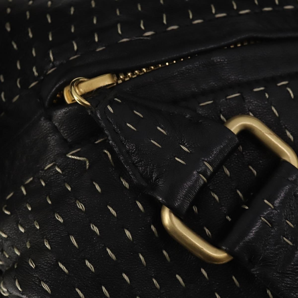 LOEWE Shoulder Bag Leather Black Gold Auth bs36832A