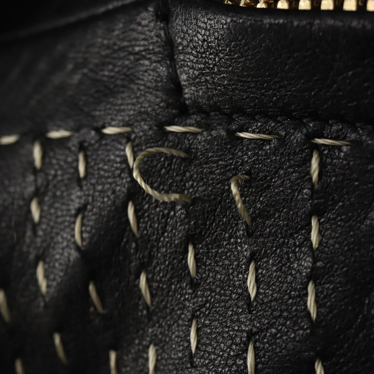 LOEWE Shoulder Bag Leather Black Gold Auth bs36832A