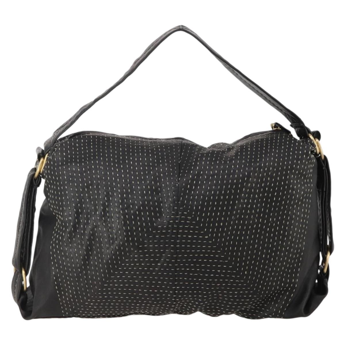 LOEWE Shoulder Bag Leather Black Gold Auth bs36832A