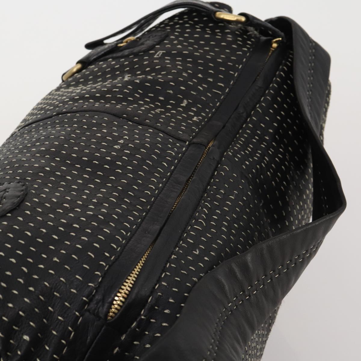 LOEWE Shoulder Bag Leather Black Gold Auth bs36832A