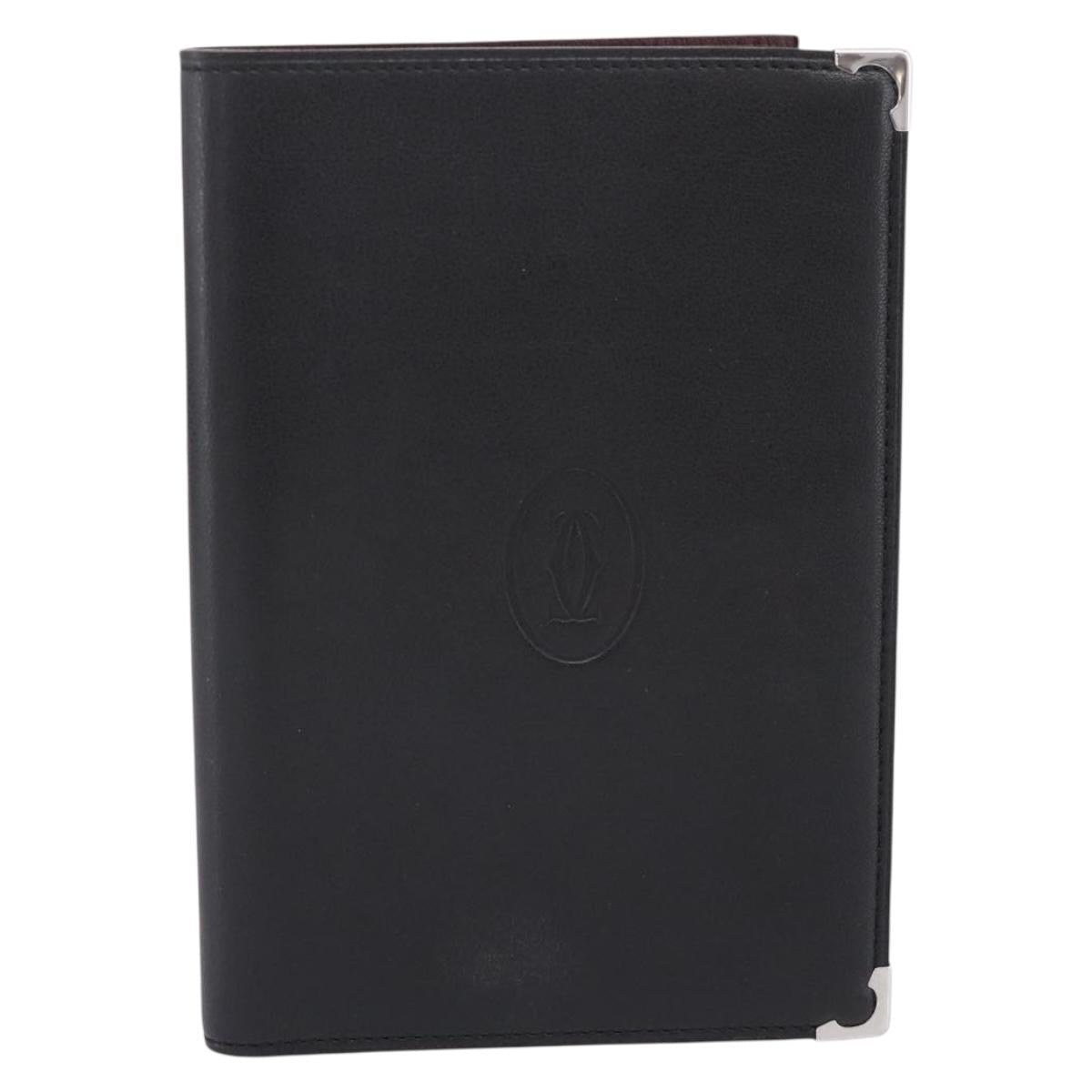 CARTIER Billfold Leather Black Silver Auth bs36836A