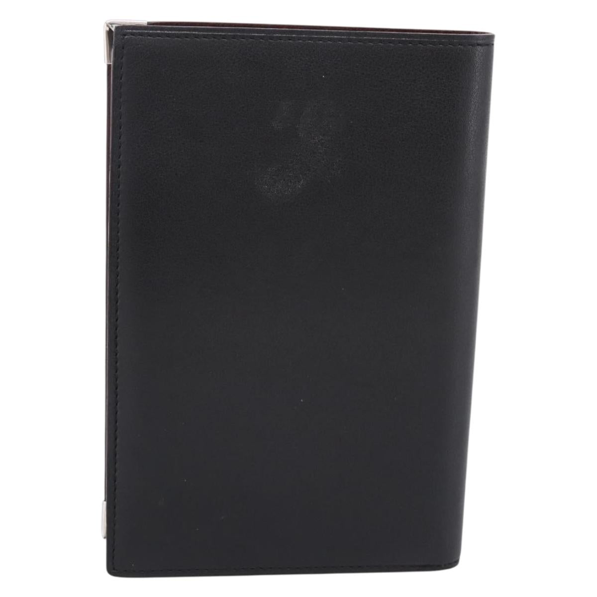 CARTIER Billfold Leather Black Silver Auth bs36836A
