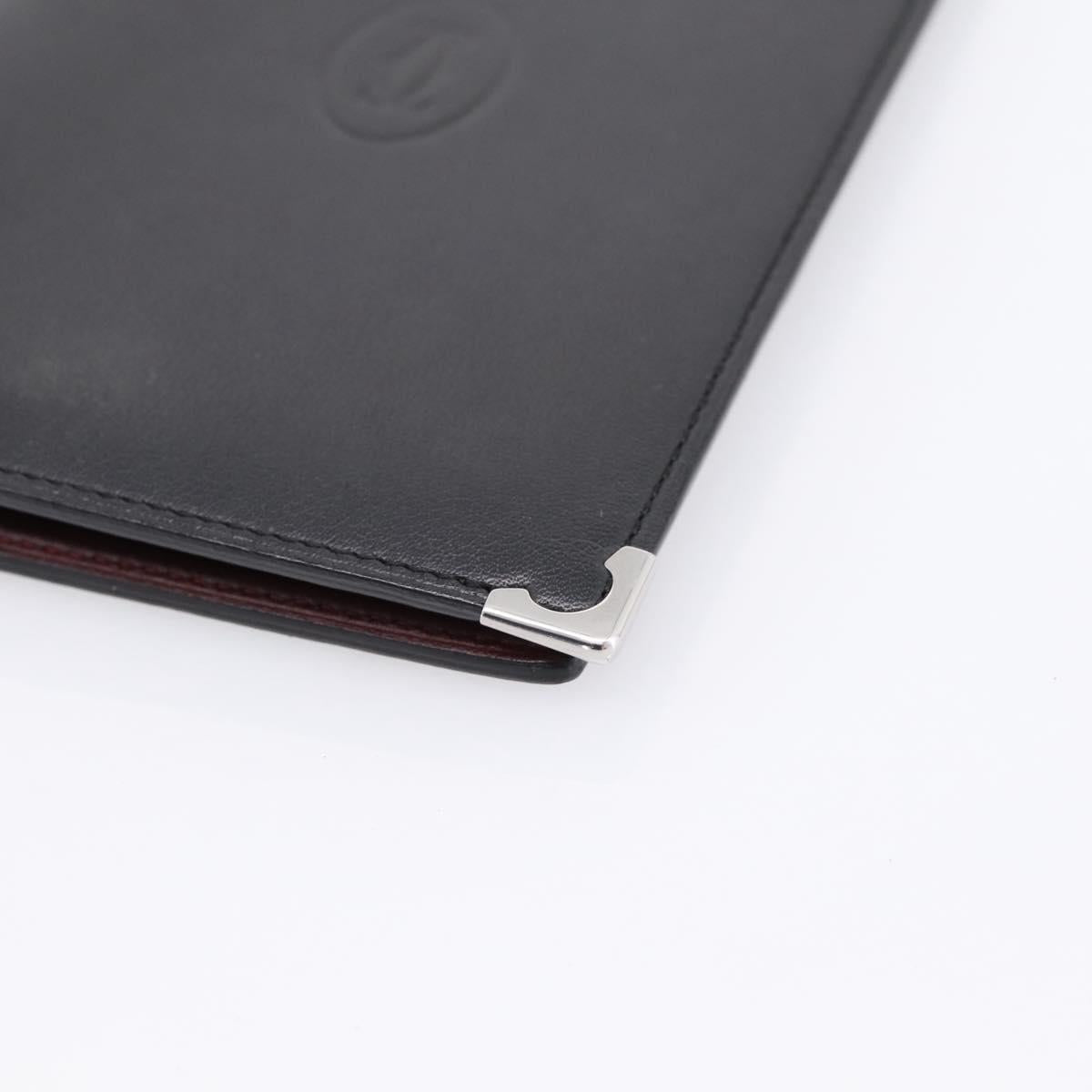 CARTIER Billfold Leather Black Silver Auth bs36836A
