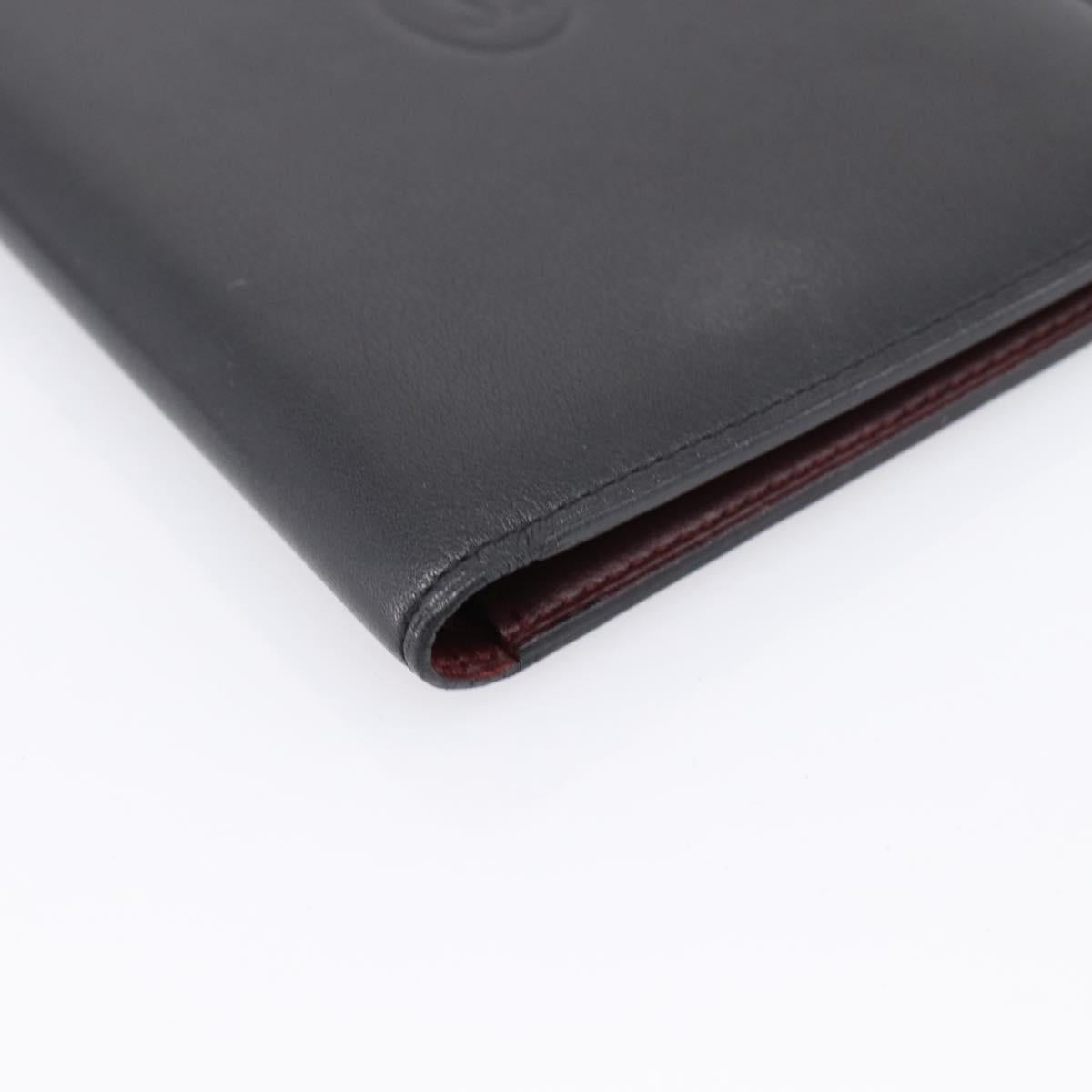 CARTIER Billfold Leather Black Silver Auth bs36836A