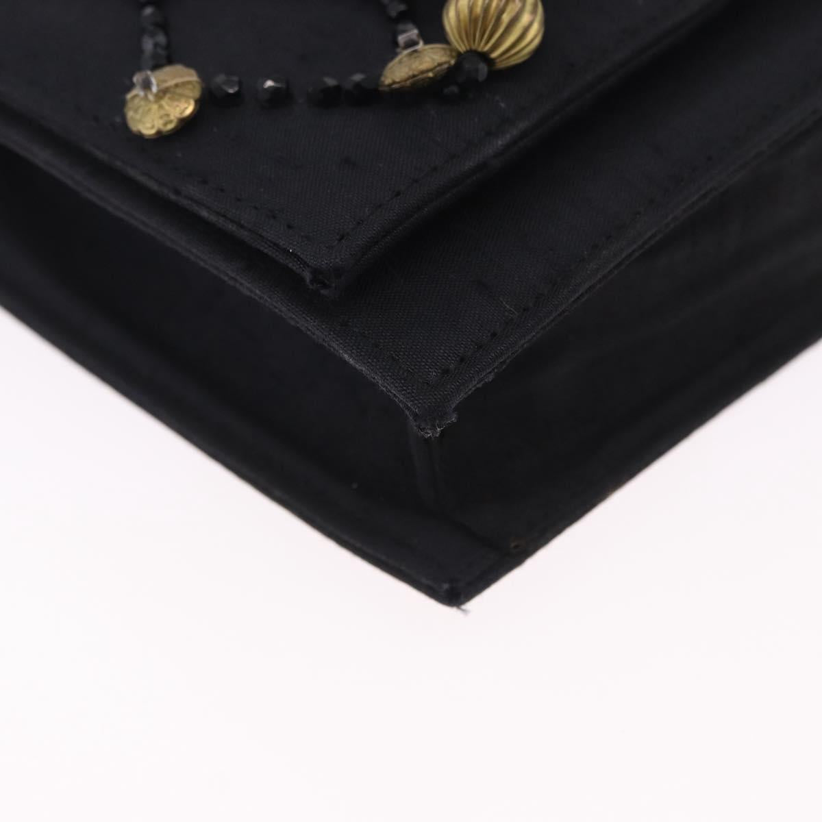 Gianni Versace Shoulder Bag Canvas Black Gold Auth bs36837