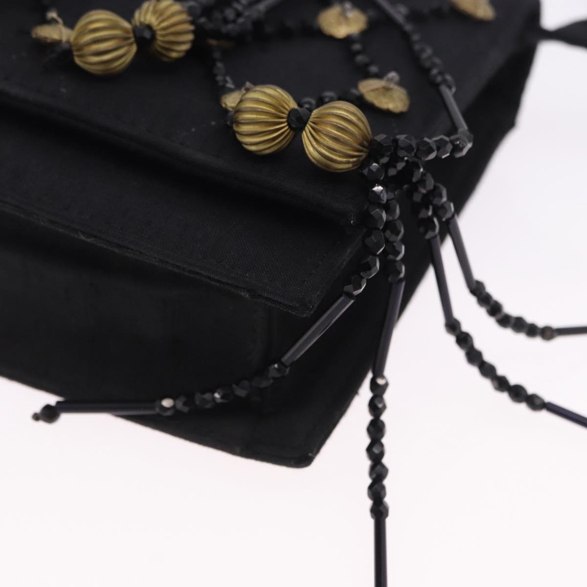 Gianni Versace Shoulder Bag Canvas Black Gold Auth bs36837