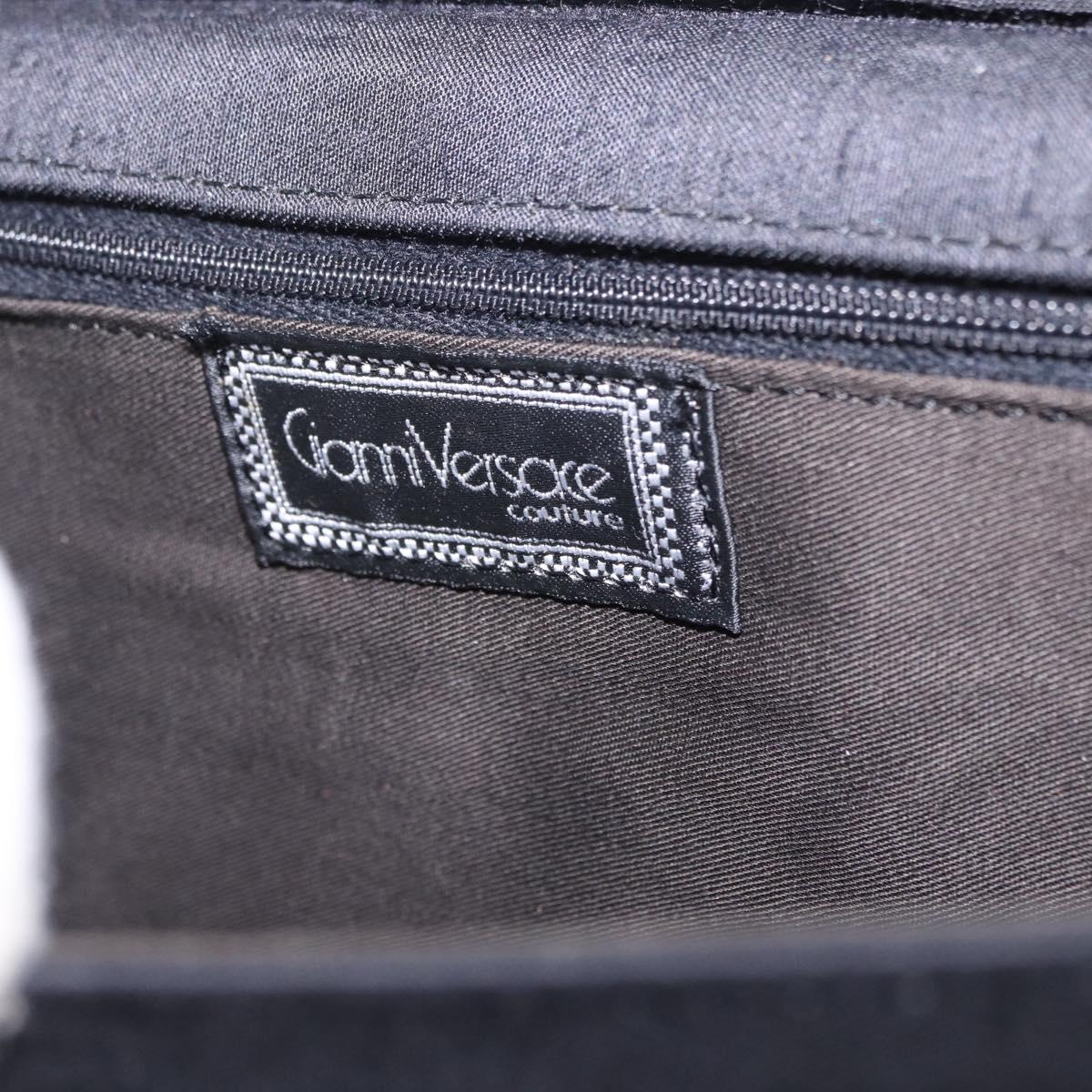 Gianni Versace Shoulder Bag Canvas Black Gold Auth bs36837
