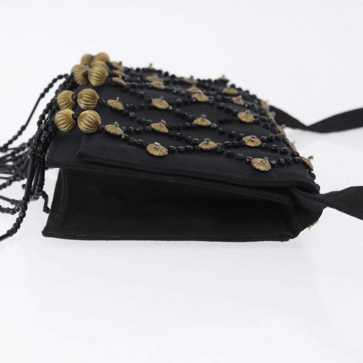 Gianni Versace Shoulder Bag Canvas Black Gold Auth bs36837