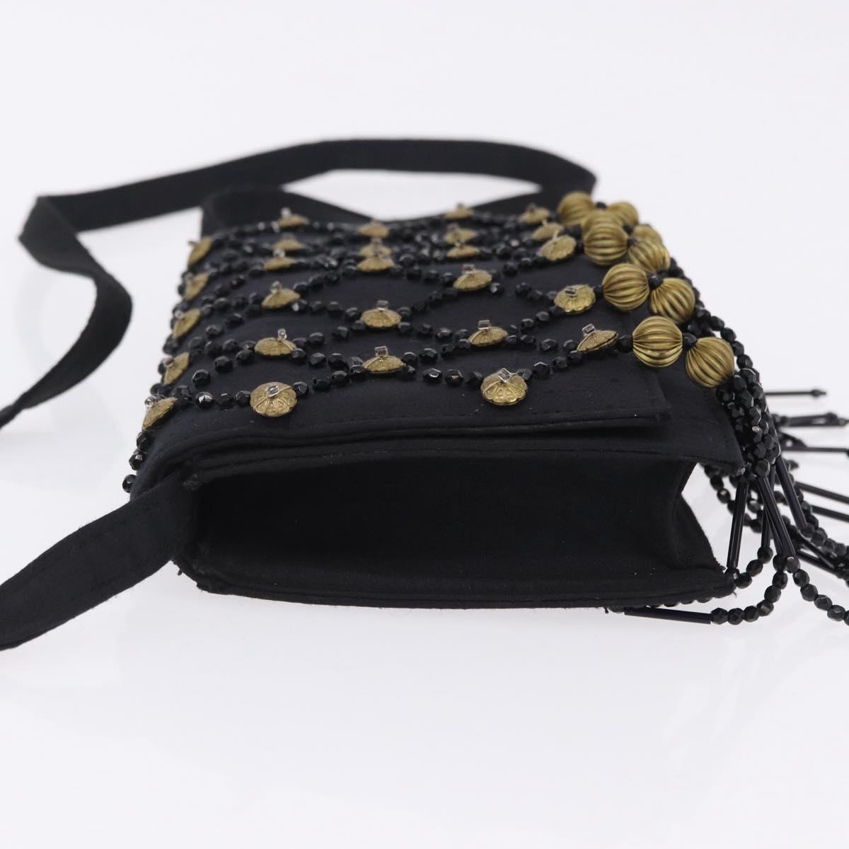 Gianni Versace Shoulder Bag Canvas Black Gold Auth bs36837