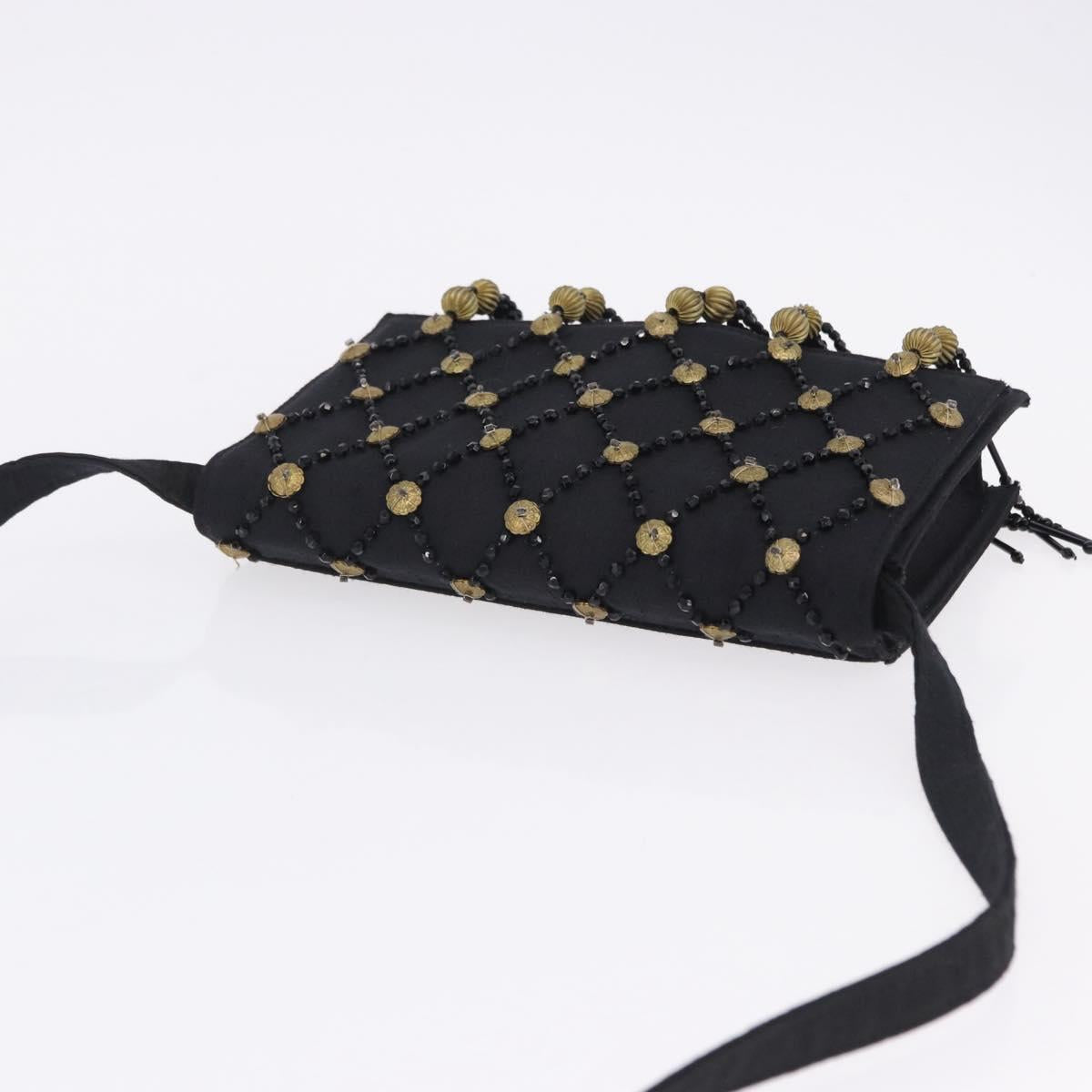 Gianni Versace Shoulder Bag Canvas Black Gold Auth bs36837