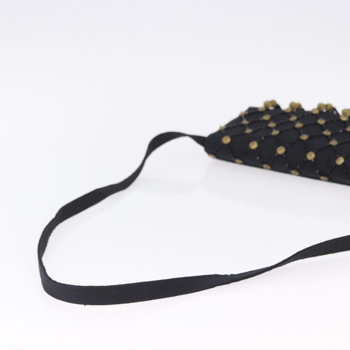 Gianni Versace Shoulder Bag Canvas Black Gold Auth bs36837