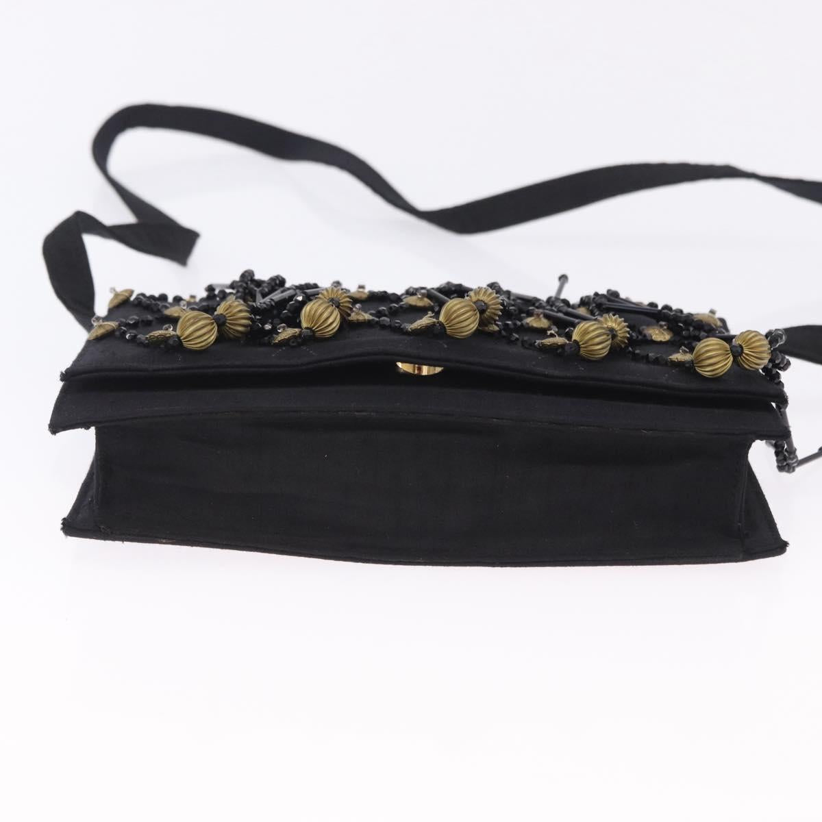Gianni Versace Shoulder Bag Canvas Black Gold Auth bs36837