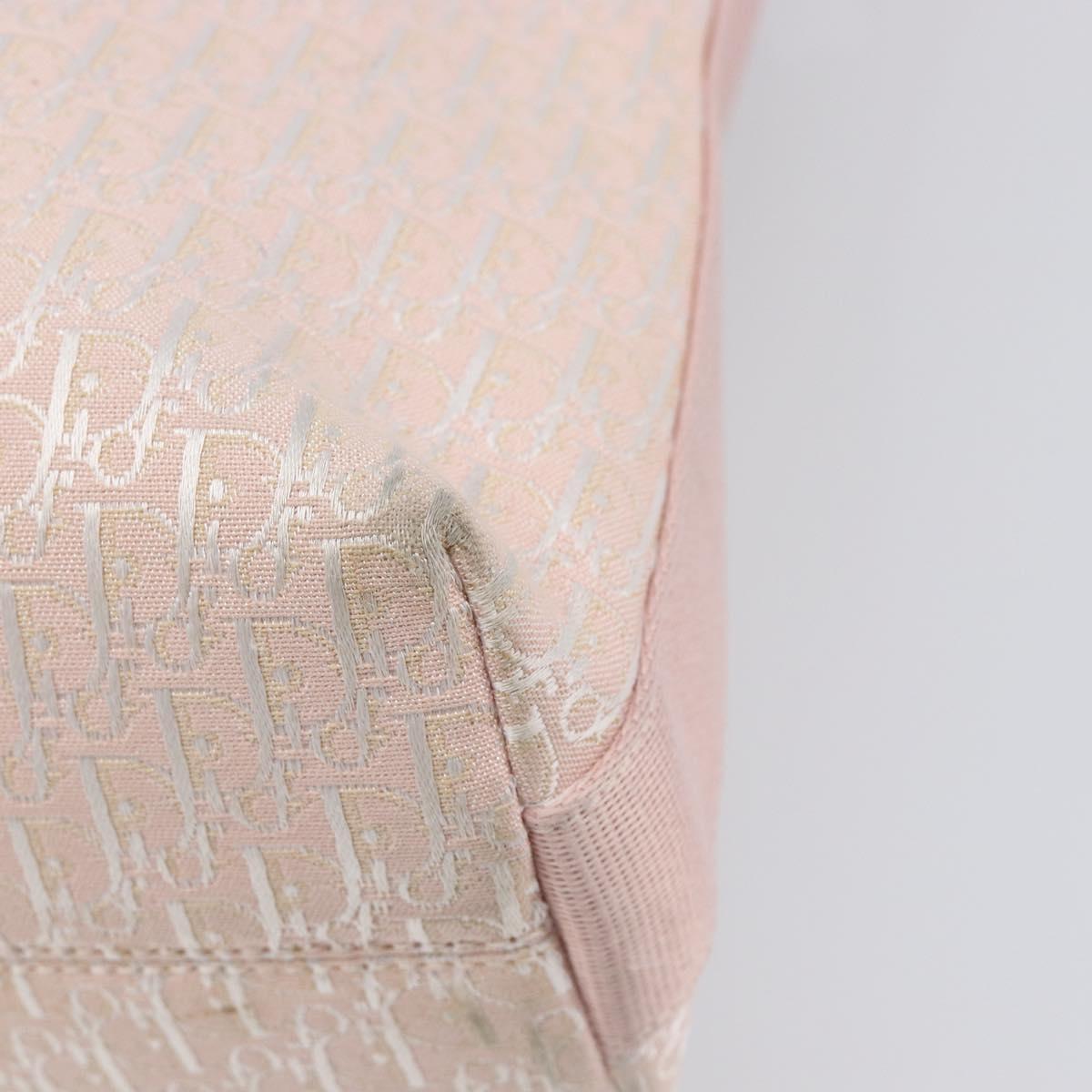 Christian Dior Trotter Canvas Shoulder Bag Pink Silver Auth bs36839
