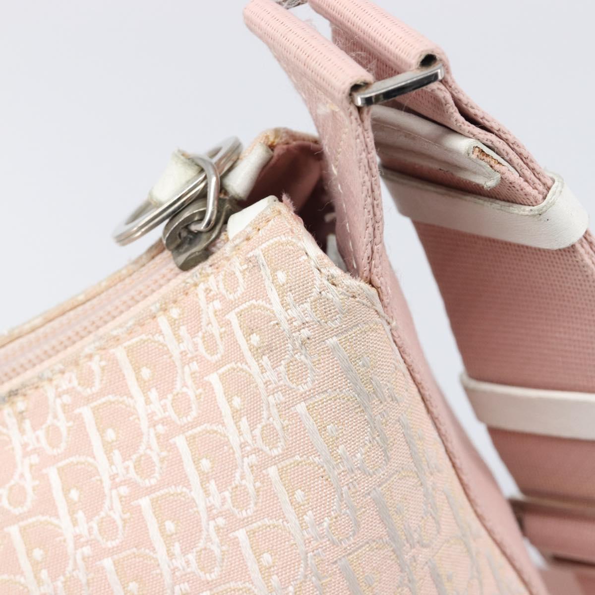 Christian Dior Trotter Canvas Shoulder Bag Pink Silver Auth bs36839